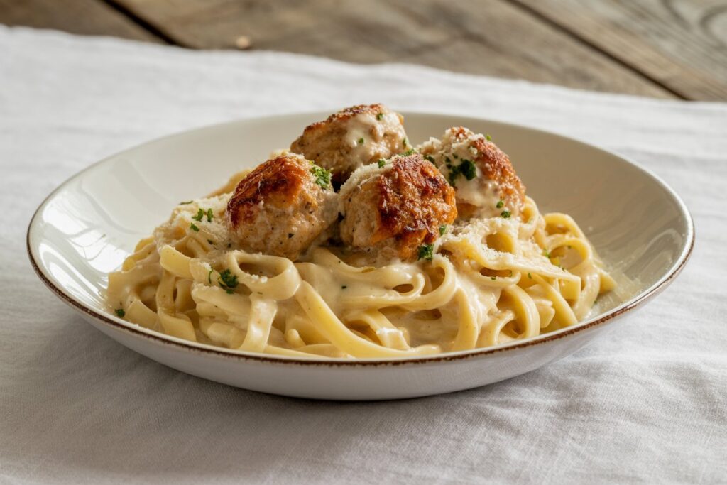 Garlic Butter Chicken Bites with Creamy Pasta