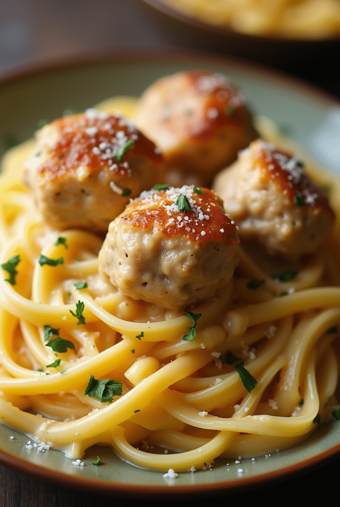 Garlic Butter Chicken Bites with Creamy Pasta
