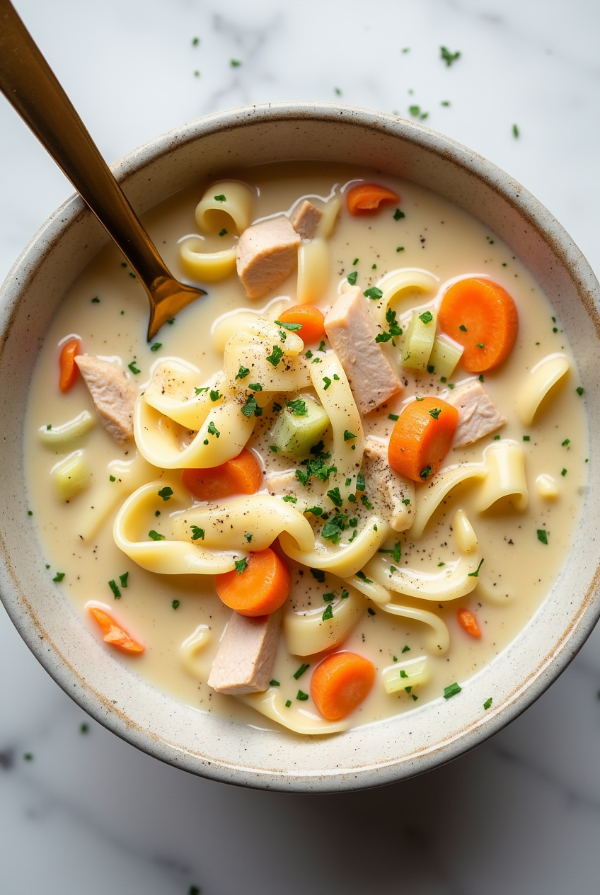 Easy Creamy Chicken Noodle Soup